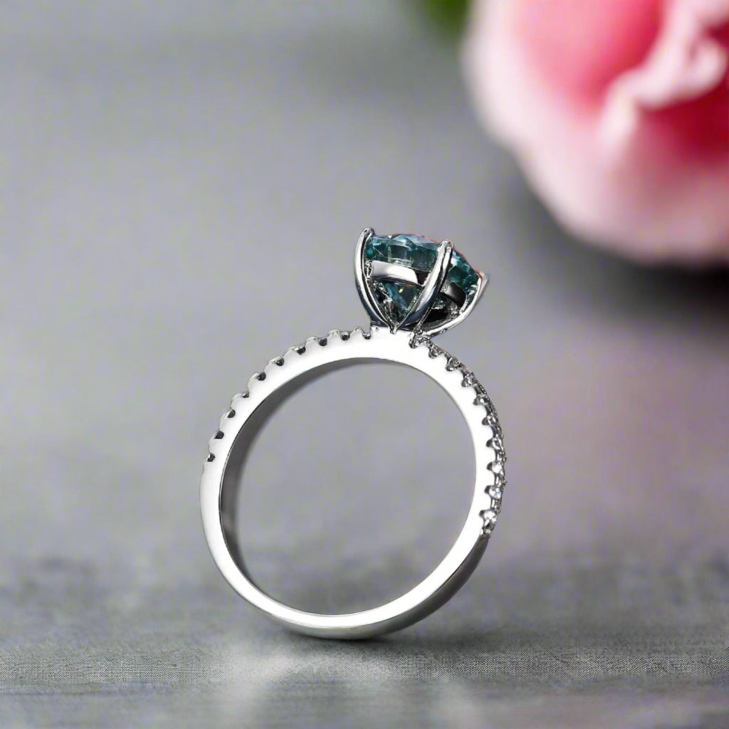 2.0Ct EF Color Round Diamond Petite Engagement Ring-Black Diamonds New York