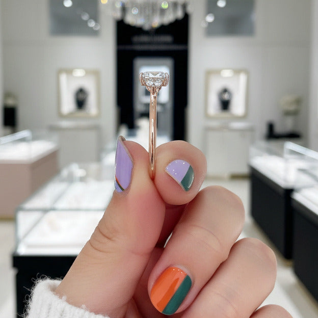 2.5 Carat Emerald Cut Three Stone Engagement Ring-Black Diamonds New York