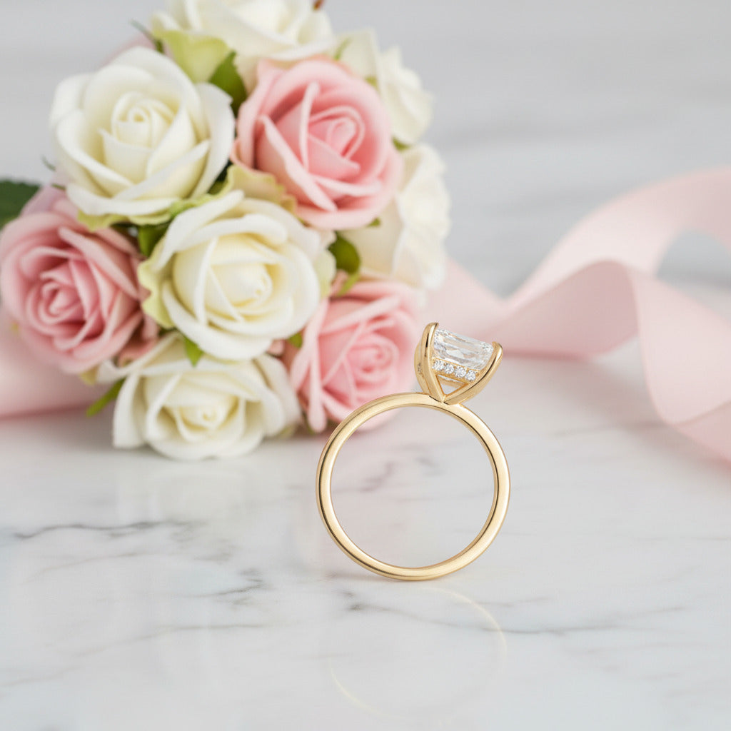 2.5 Carat Princess Cut Yellow Gold Ring Set-Black Diamonds New York