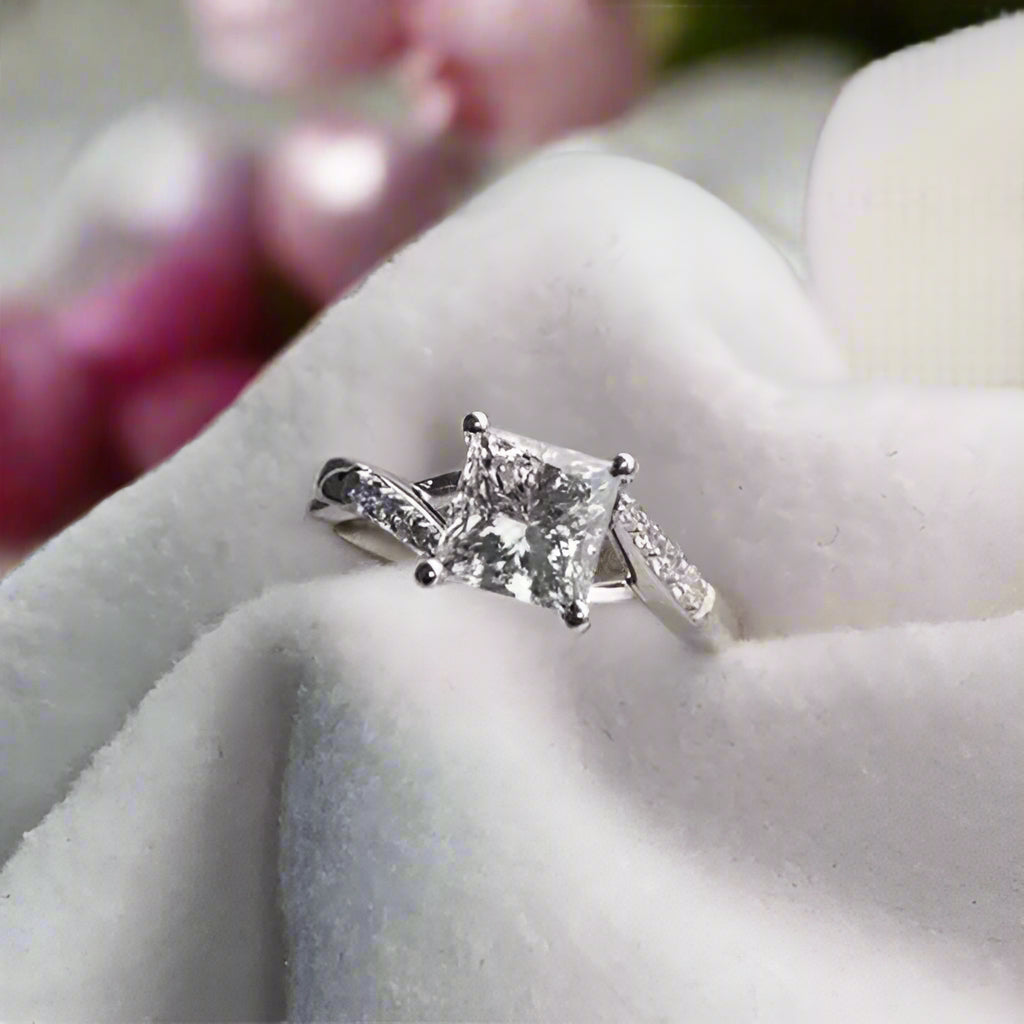 2.0 Carat Princess Cut Women's Engagement Ring-Black Diamonds New York