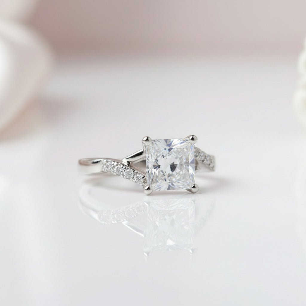 2.0 Carat Princess Cut Women's Engagement Ring-Black Diamonds New York