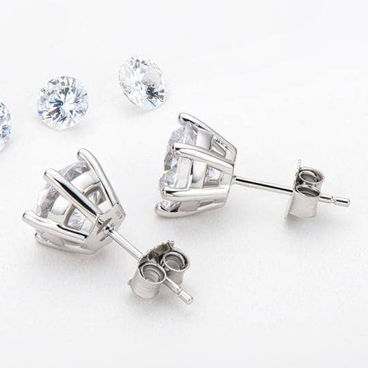 2.0 Carat Round Cut Moissanite Stud Earrings - Black Diamonds New York