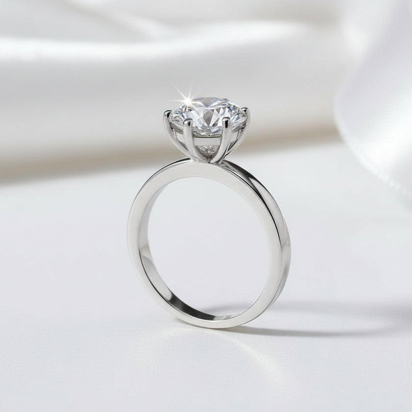 2.0Ct 8mm 6 Prong Diamond Stacking Solitaire Ring Set-Black Diamonds New York