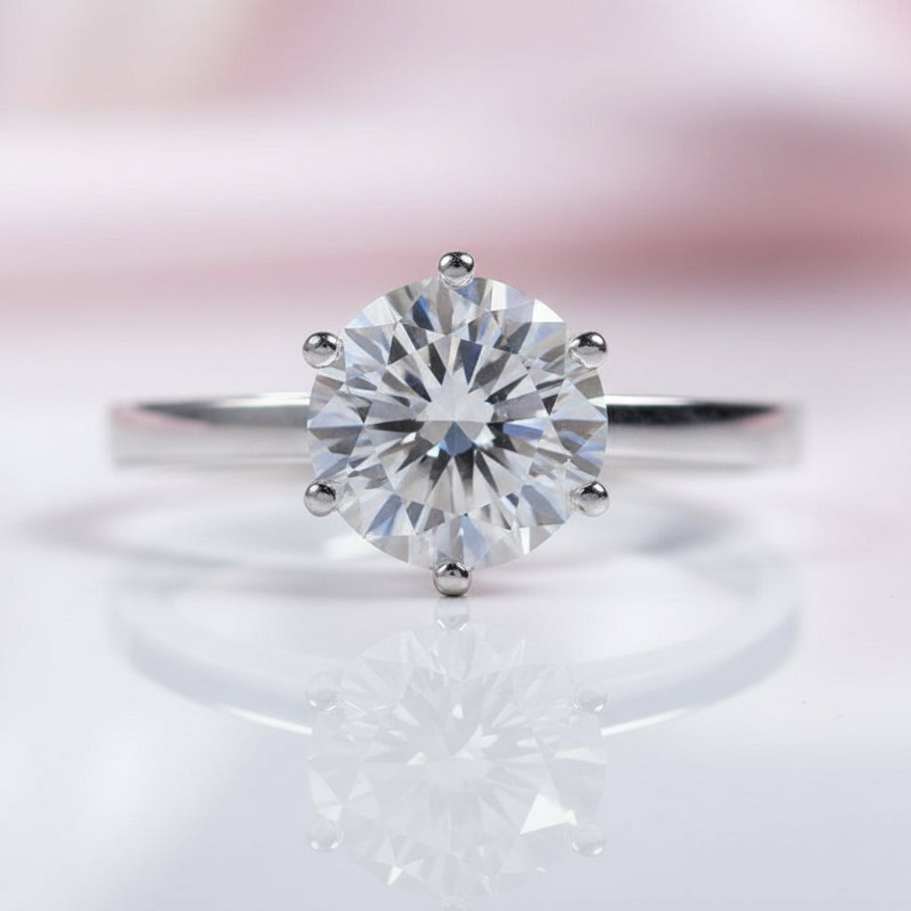 2.0Ct 8mm 6 Prong Diamond Option Stacking Solitaire Ring Set-Black Diamonds New York