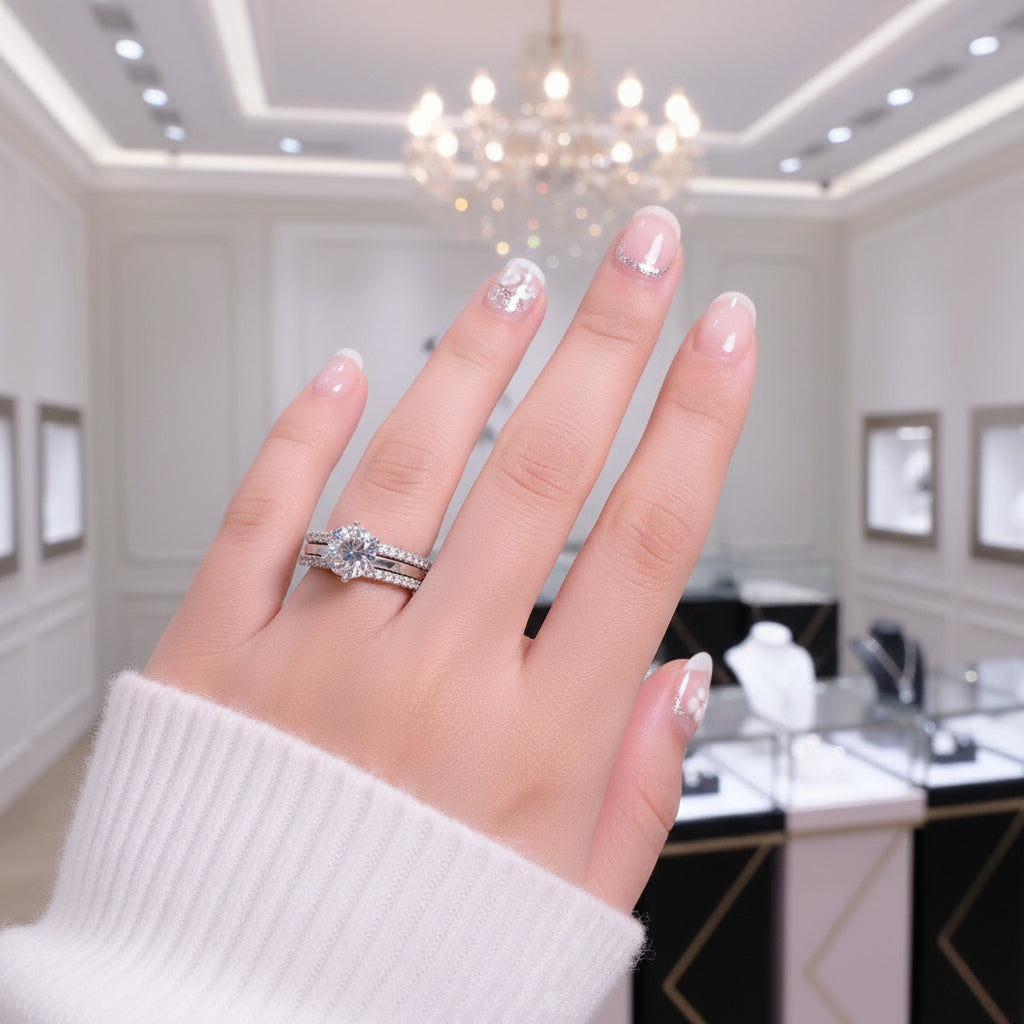 2.0Ct 8mm 6 Prong Diamond Stacking Solitaire Ring Set-Black Diamonds New York