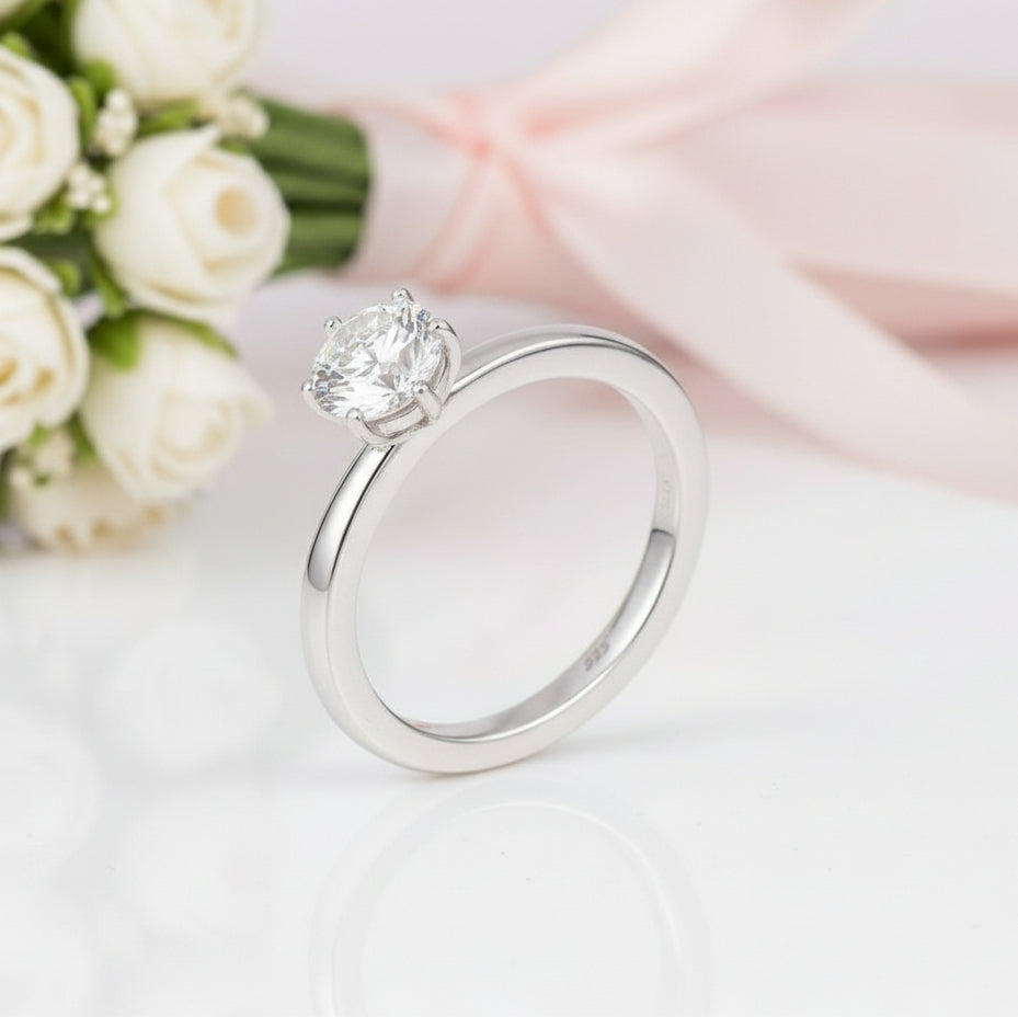 2.0Ct 8mm 6 Prong Diamond Stacking Solitaire Ring Set-Black Diamonds New York