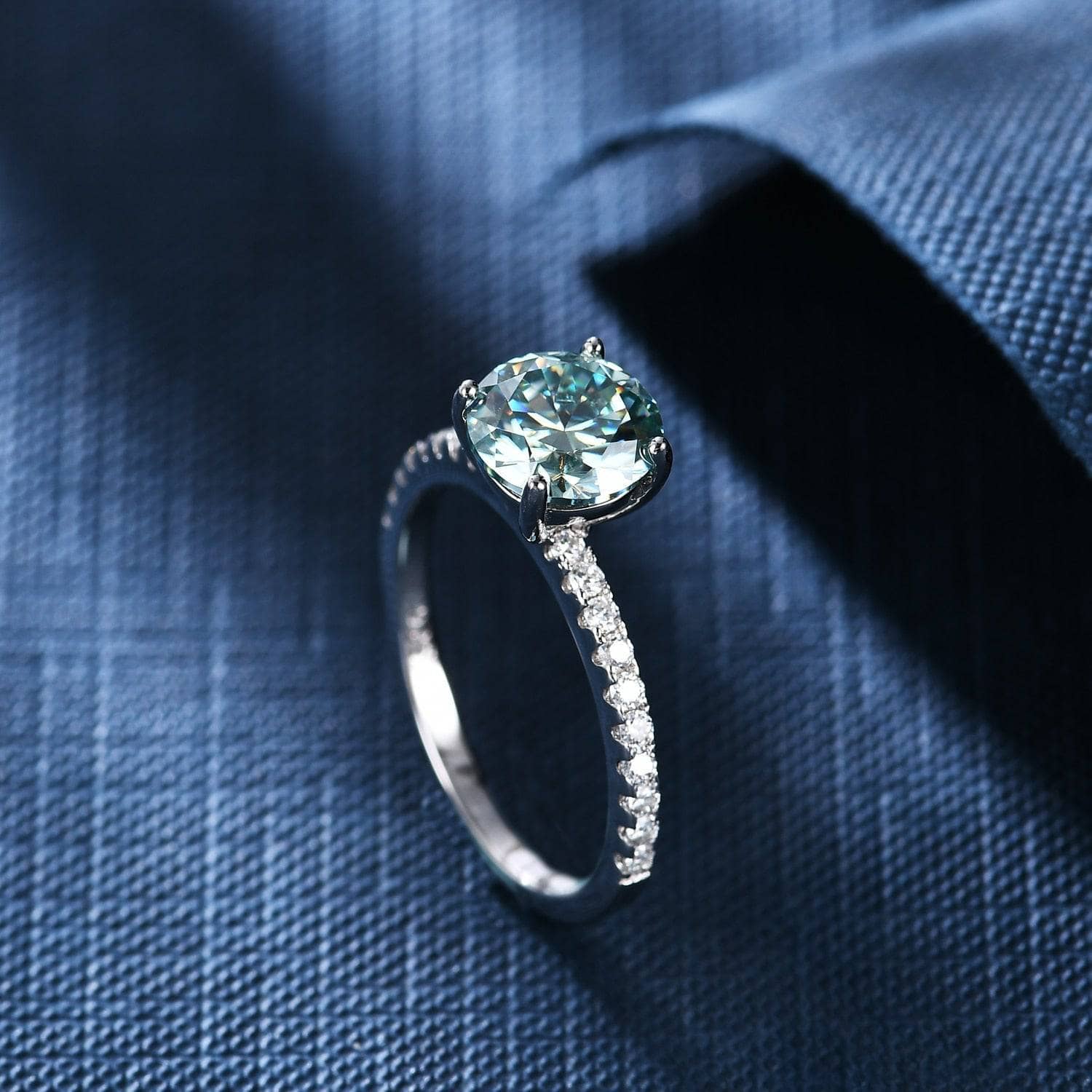 2.0Ct EF Color Round Moissanite Petite Engagement Ring - Black Diamonds New York