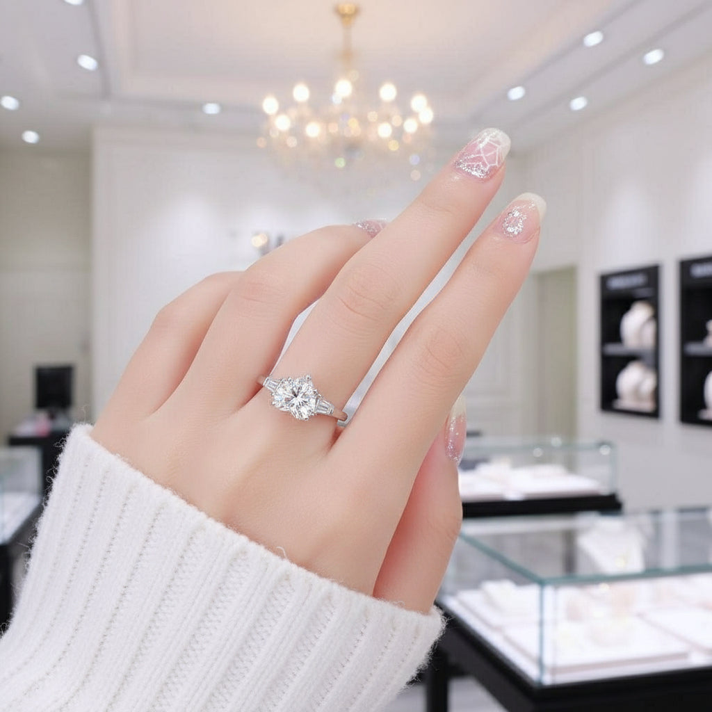 2.0ct Heart Shaped Diamond Three-Stone Engagement Ring-Black Diamonds New York