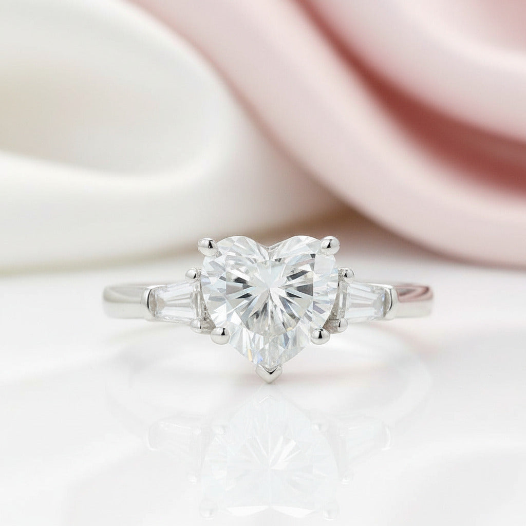 2.0ct Heart Shaped Diamond Option Three-Stone Engagement Ring-Black Diamonds New York