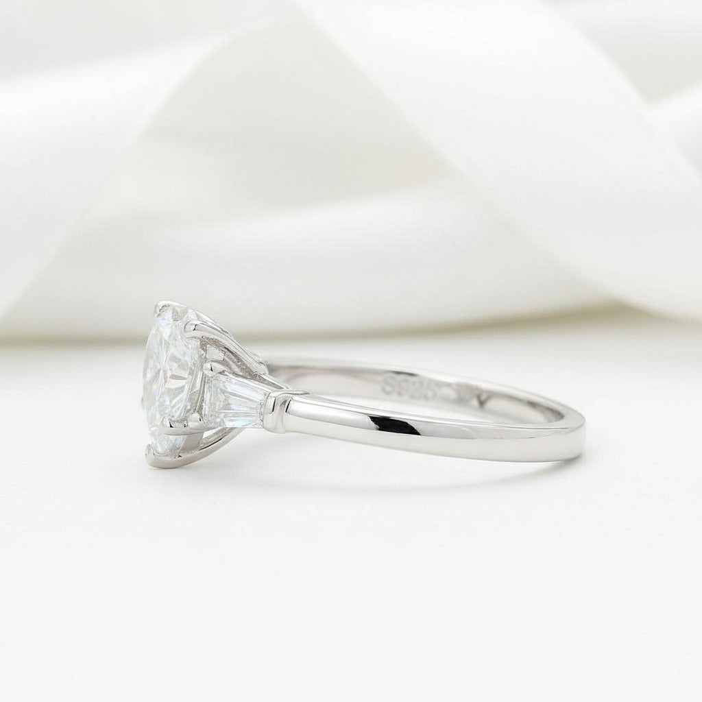 2.0ct Heart Shaped Diamond Three-Stone Engagement Ring-Black Diamonds New York