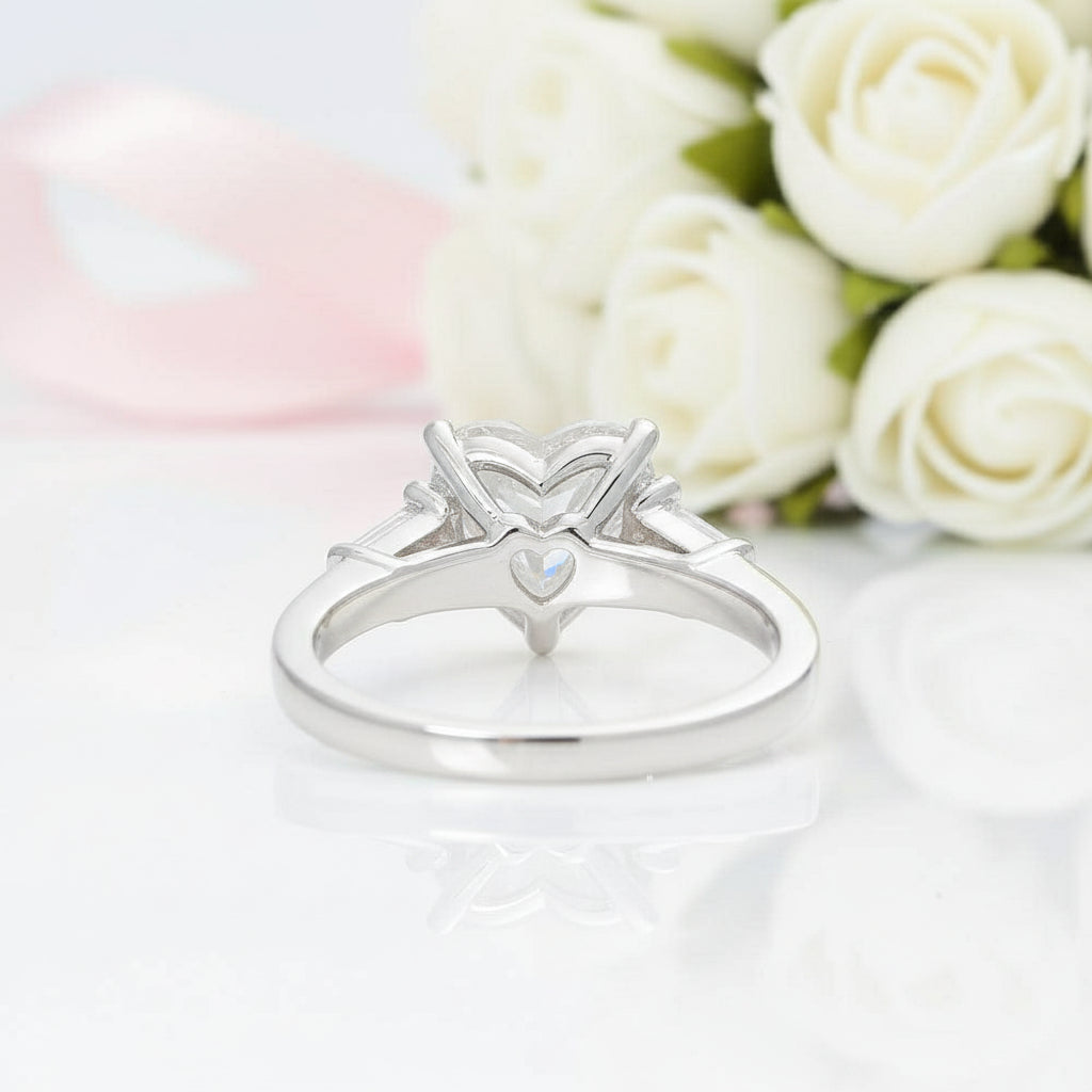 2.0ct Heart Shaped Diamond Three-Stone Engagement Ring-Black Diamonds New York