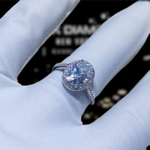 2.0ct Oval-cut Moissanite Four Prong Engagement Ring - Black Diamonds New York