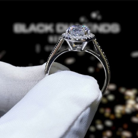 2.0ct Oval-cut Moissanite Four Prong Engagement Ring-Black Diamonds New York