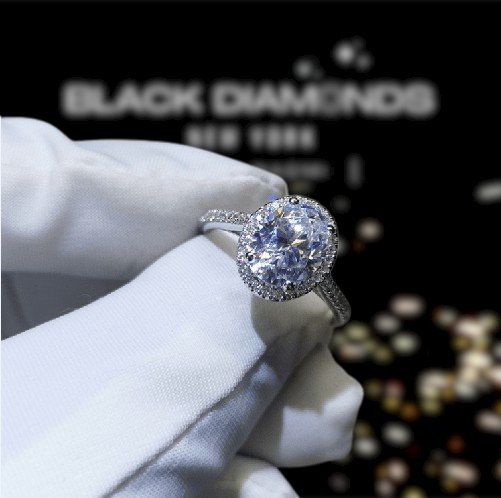 2.0ct Oval-cut Moissanite Four Prong Engagement Ring - Black Diamonds New York