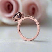 2.0ct Round Cut Amethyst Purple Halo Engagement Ring-Black Diamonds New York