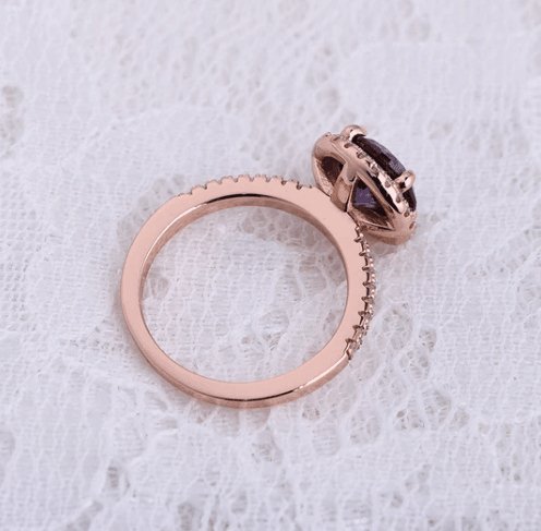 2.0ct Round Cut Amethyst Purple Halo Engagement Ring - Black Diamonds New York