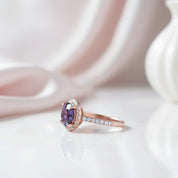 2.0ct Round Cut Amethyst Purple Halo Engagement Ring-Black Diamonds New York