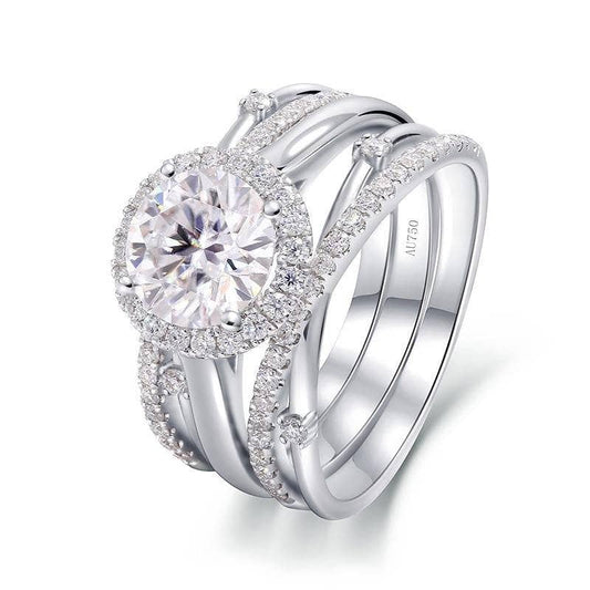 2.0ct Round Cut Diamond 14k White Gold Insert Engagement Ring Set-Black Diamonds New York