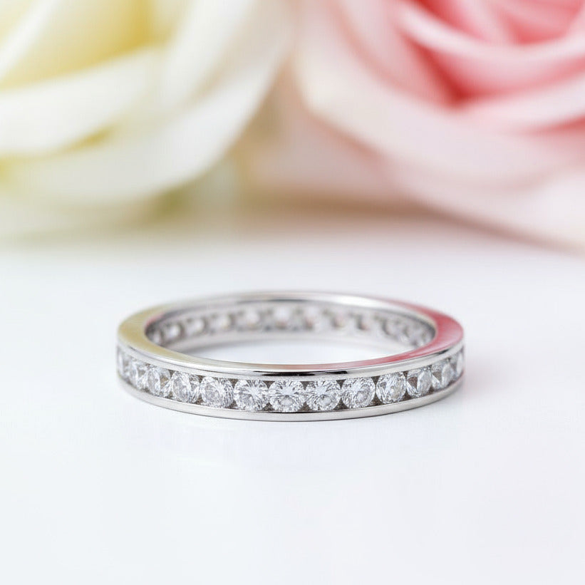 2.0mm Diamond Round Channel Eternity Ring-Black Diamonds New York