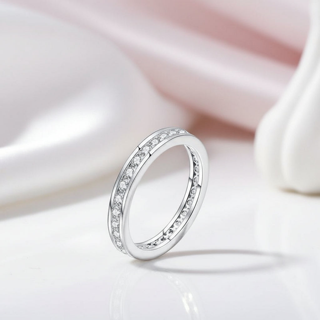 2.0mm Diamond Option Round Channel Eternity Ring-Black Diamonds New York
