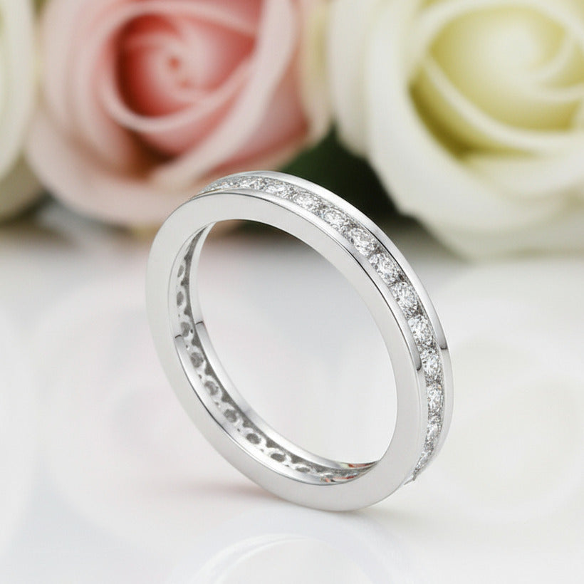 2.0mm Diamond Round Channel Eternity Ring-Black Diamonds New York
