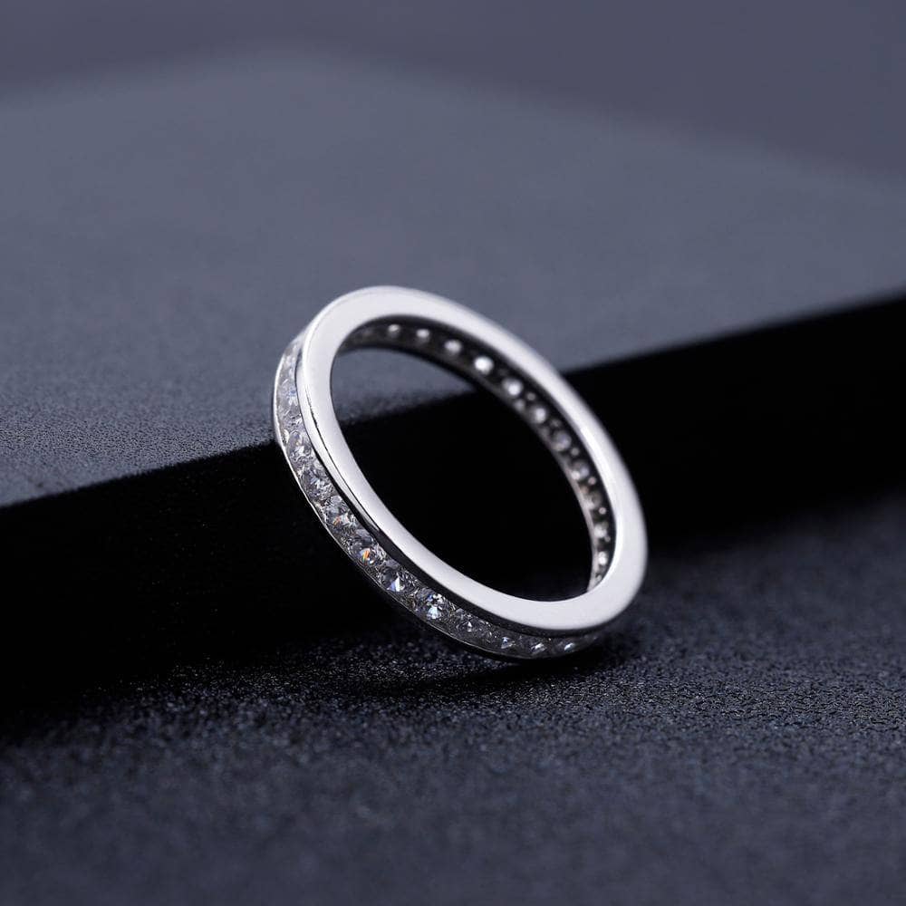 2.0mm Moissanite Round Channel Eternity Ring - Black Diamonds New York