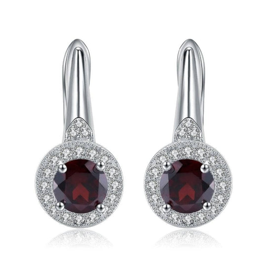 2.10Ct Round Natural Red Garnet Stud Earrings - Black Diamonds New York