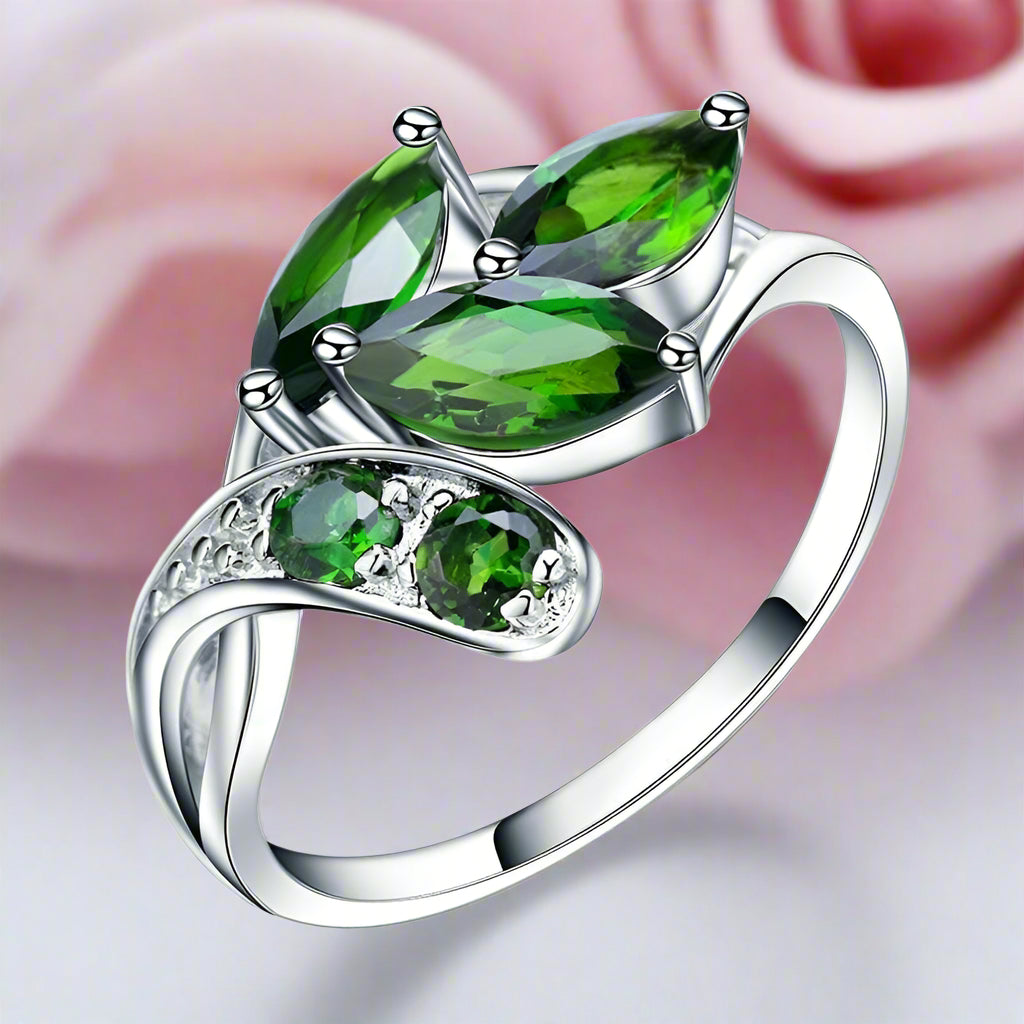 2.15ct Natural Chrome Diopside Gemstone Ring-Black Diamonds New York