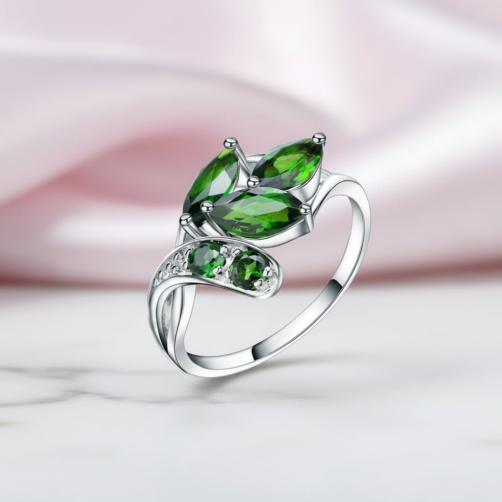 2.15ct Chrome Diopside Gemstone Ring-Black Diamonds New York