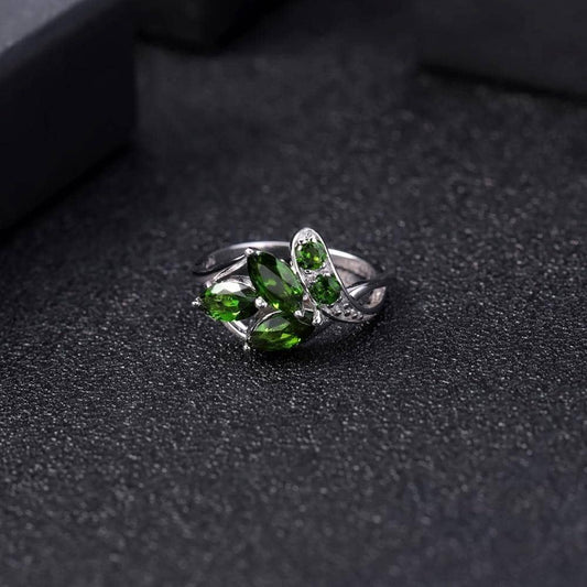 2.15ct Natural Chrome Diopside Gemstone Ring-Black Diamonds New York