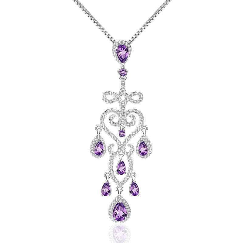 2.18Ct Natural Purple Amethyst Pendant Necklaces-Black Diamonds New York