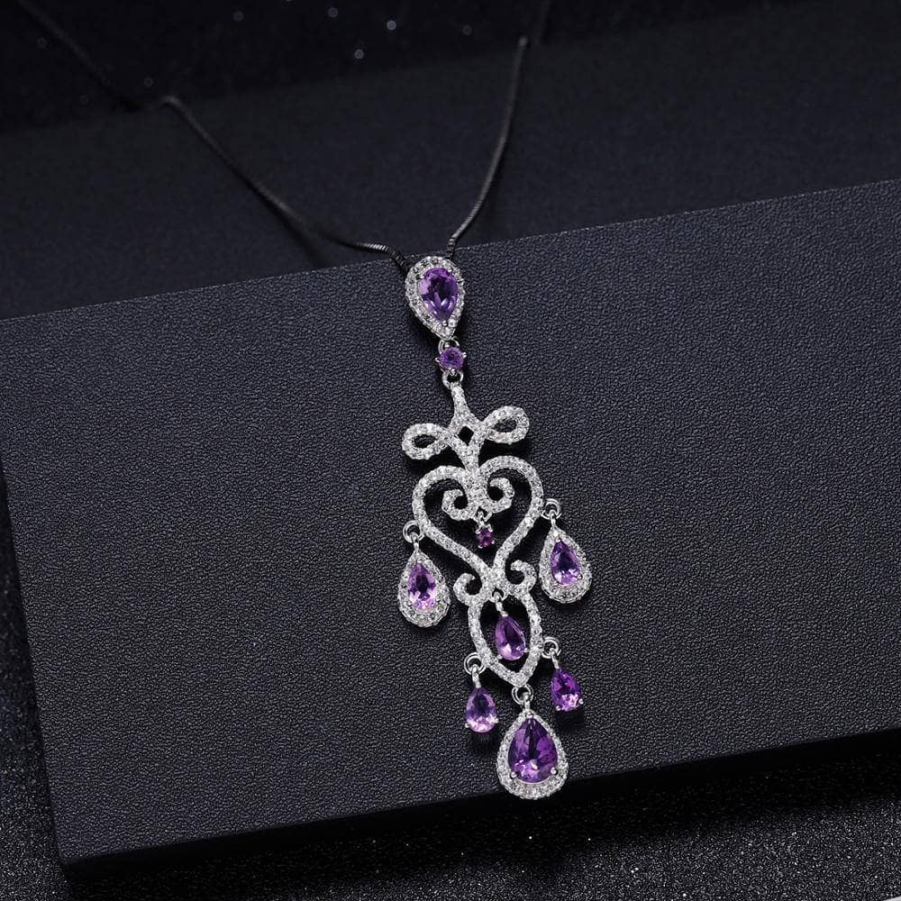 2.18Ct Natural Purple Amethyst Pendant Necklaces - Black Diamonds New York