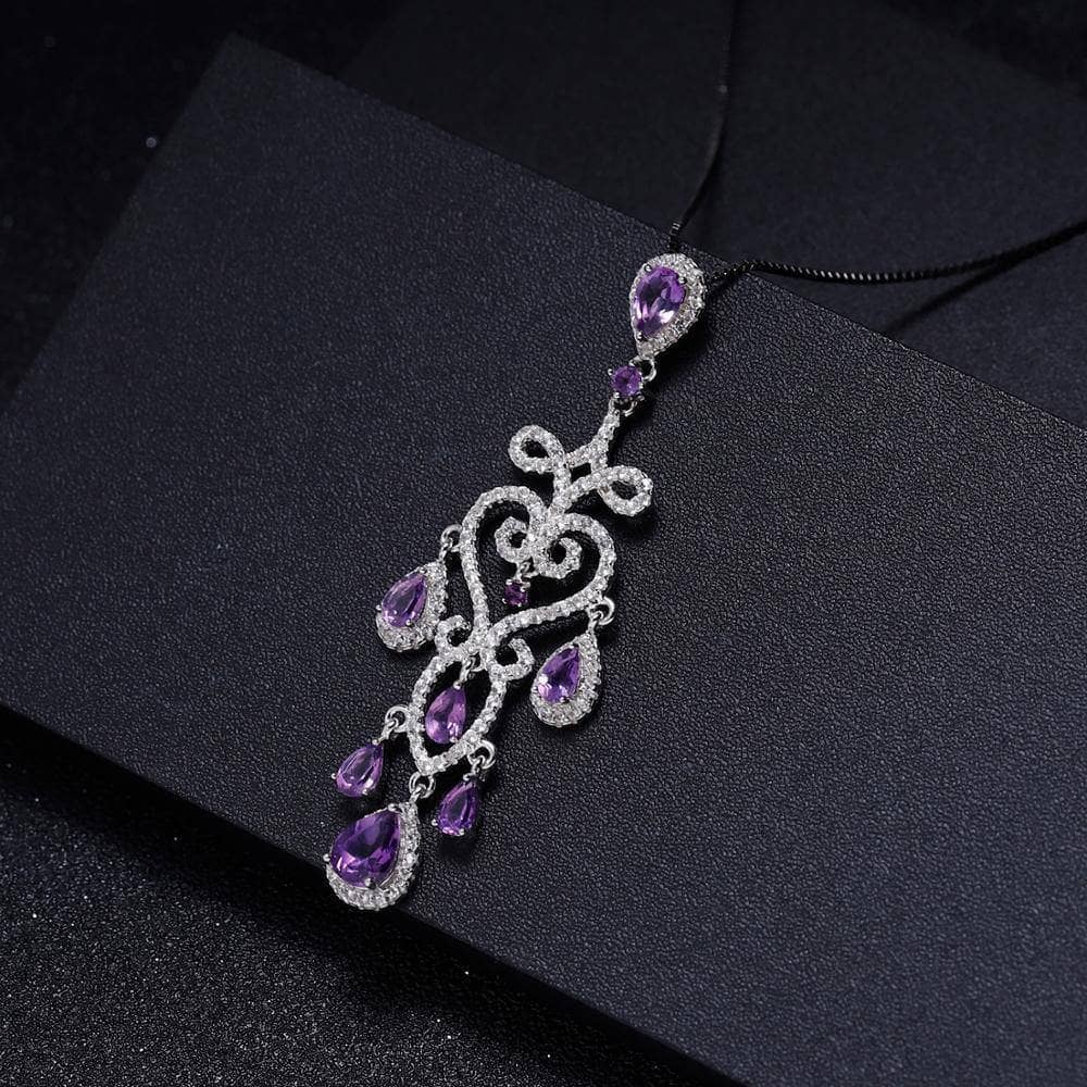 2.18Ct Natural Purple Amethyst Pendant Necklaces - Black Diamonds New York