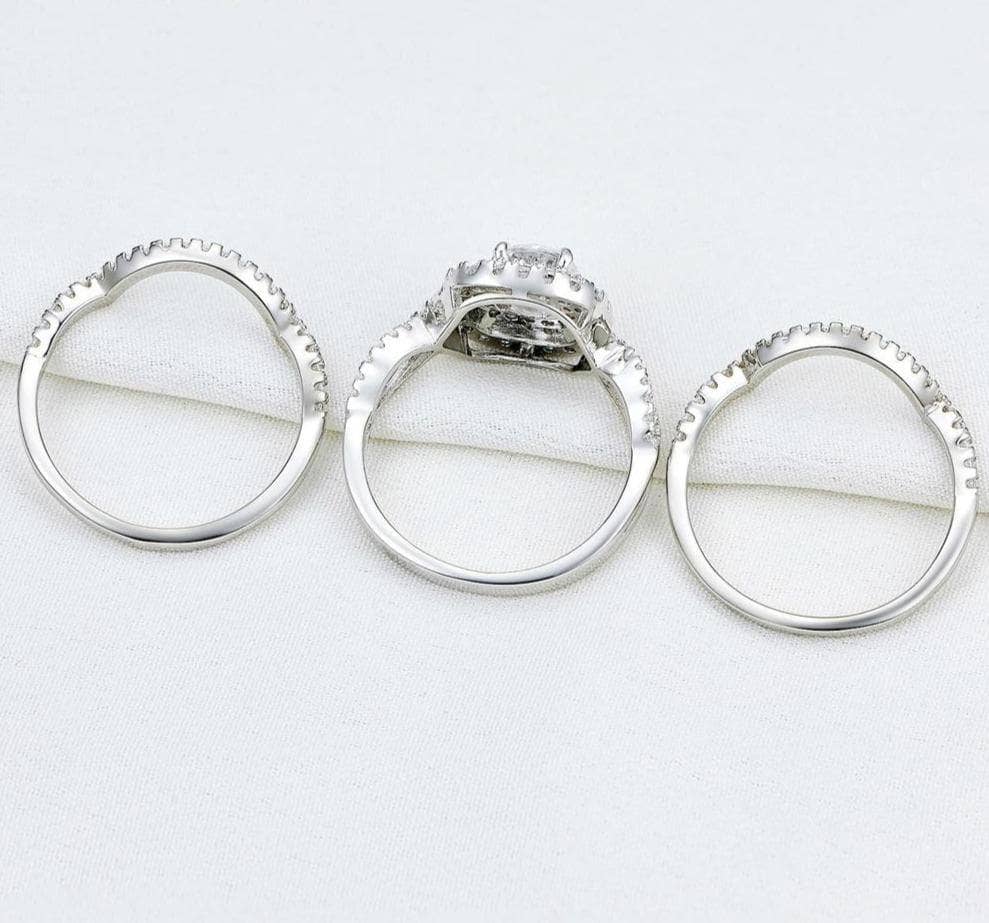 2.1Ct Cubic Zircon Bridal Ring Set- Black Diamonds New York