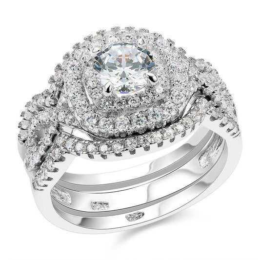 2.1ct Created Diamond Bridal Ring Set- Black Diamonds New York-Black Diamonds New York