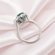 2.2 Carat Blue Green Diamond Halo Pear Cut Engagement Ring-Black Diamonds New York