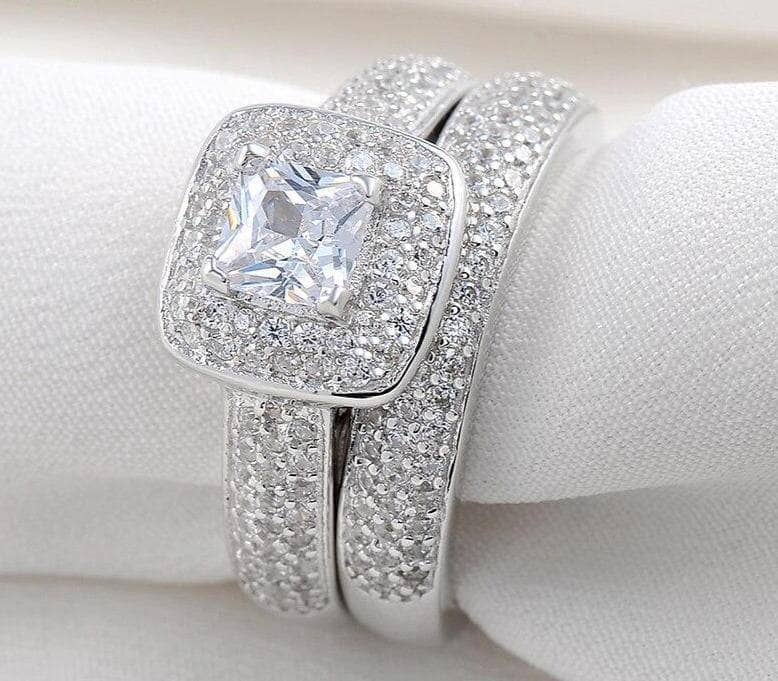 2.26 Ct Princess Cut EVN Stone Engagement Ring Bridal Set-Black Diamonds New York