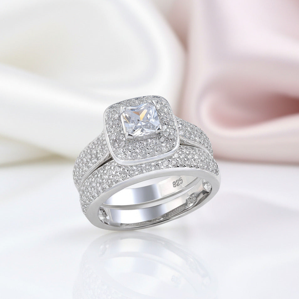 2.26 Ct Princess Cut Diamond Option Engagement Ring Bridal Set-Black Diamonds New York