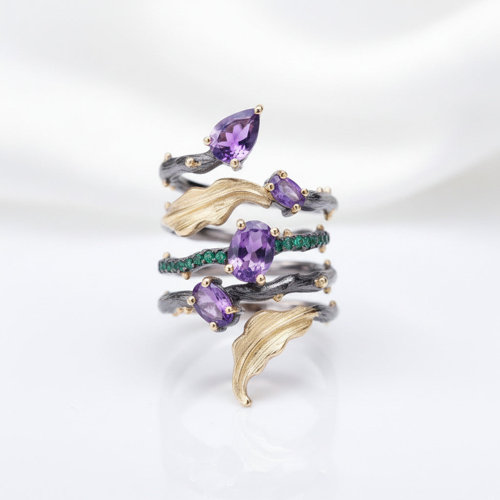 2.26Ct Gemstone Bohemian Ring-Black Diamonds New York