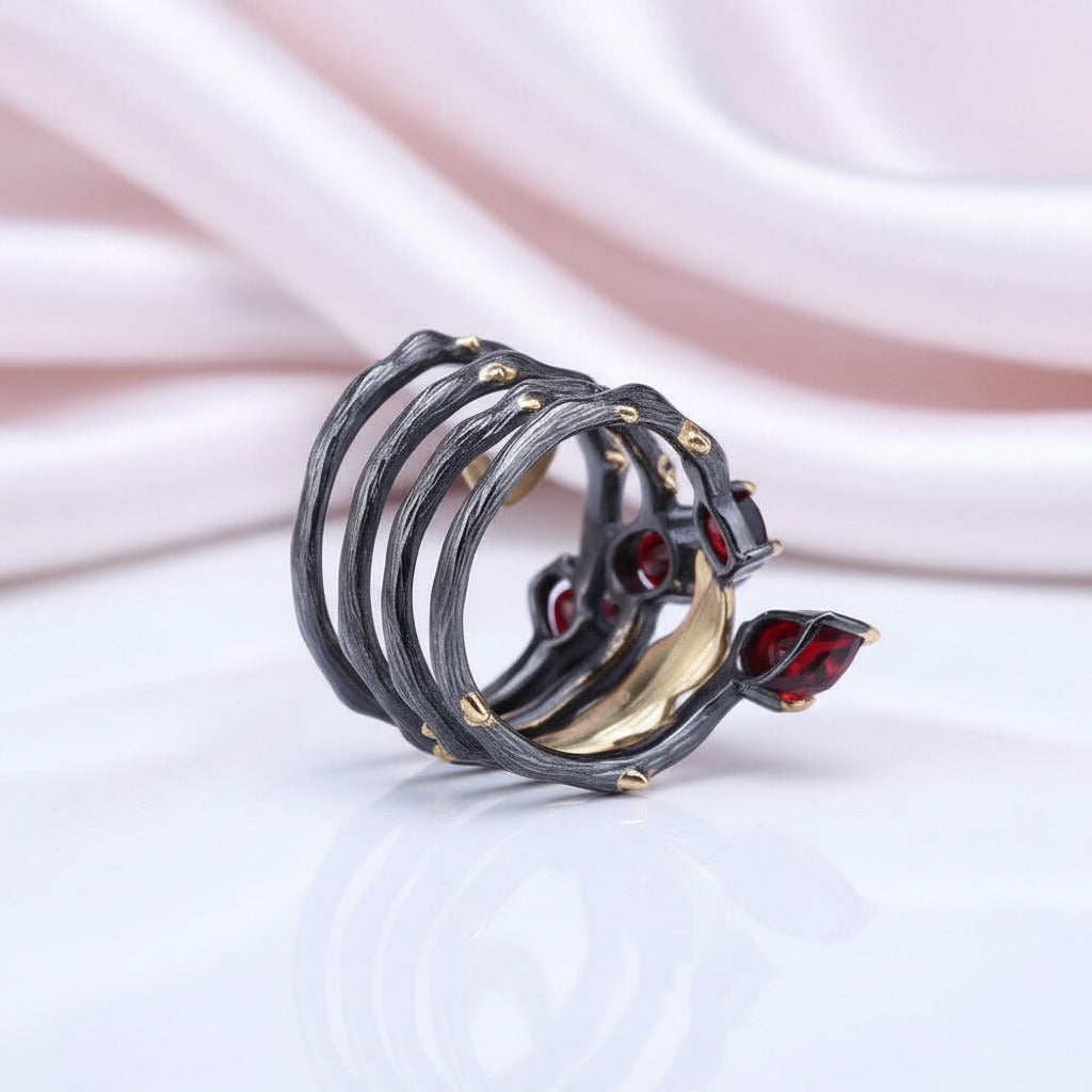 2.26Ct Gemstone Bohemian Ring-Black Diamonds New York