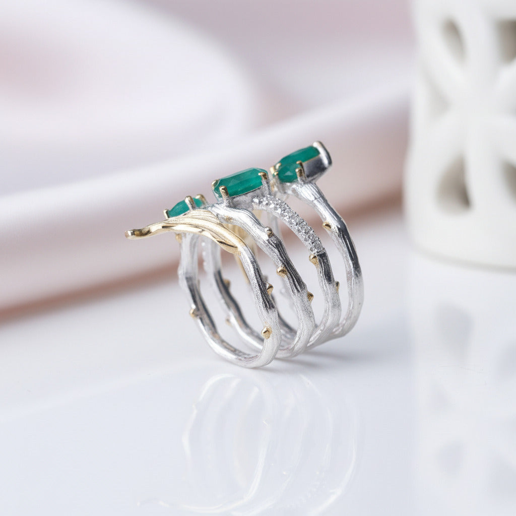 2.26Ct Gemstone Bohemian Ring-Black Diamonds New York