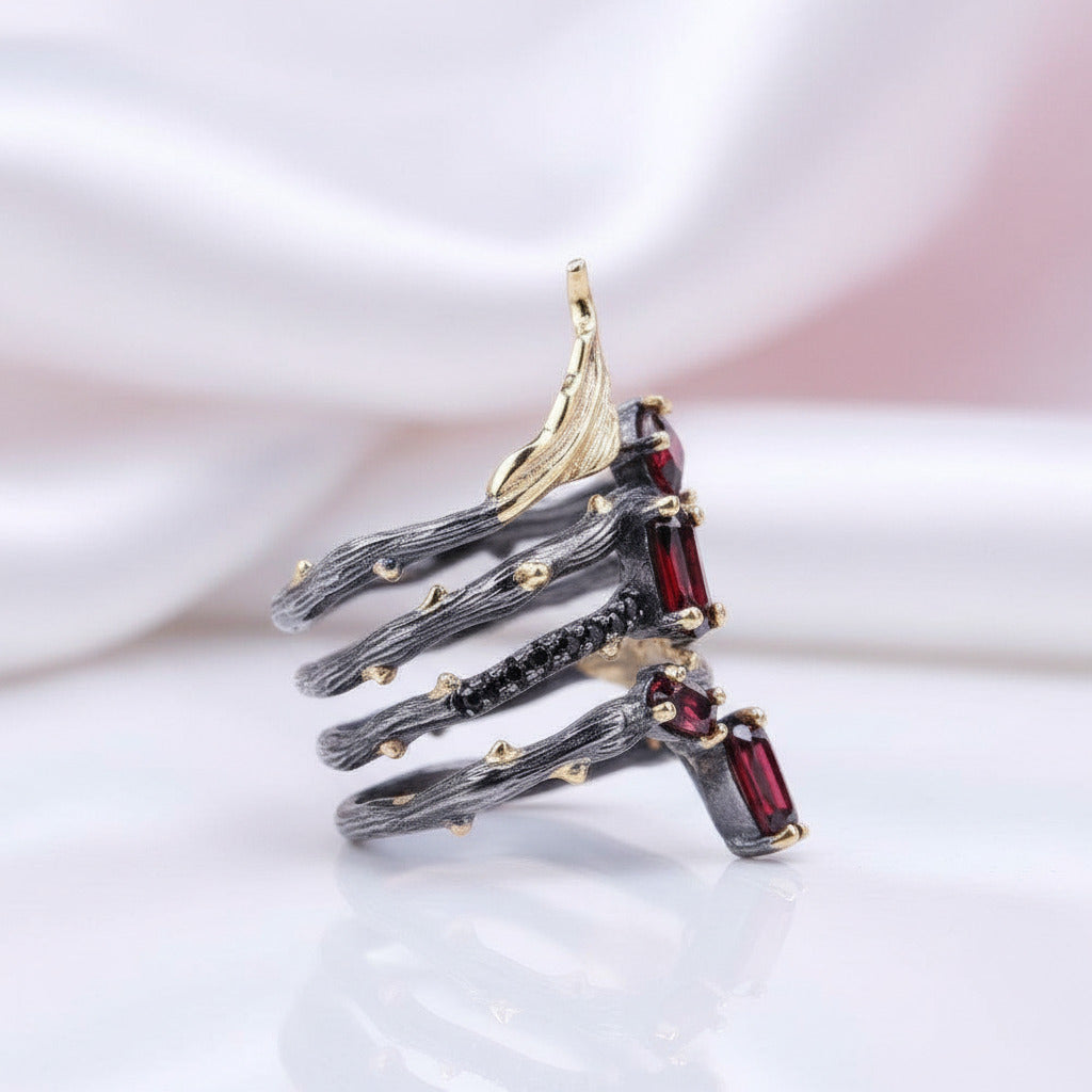 2.26Ct Gemstone Bohemian Ring-Black Diamonds New York