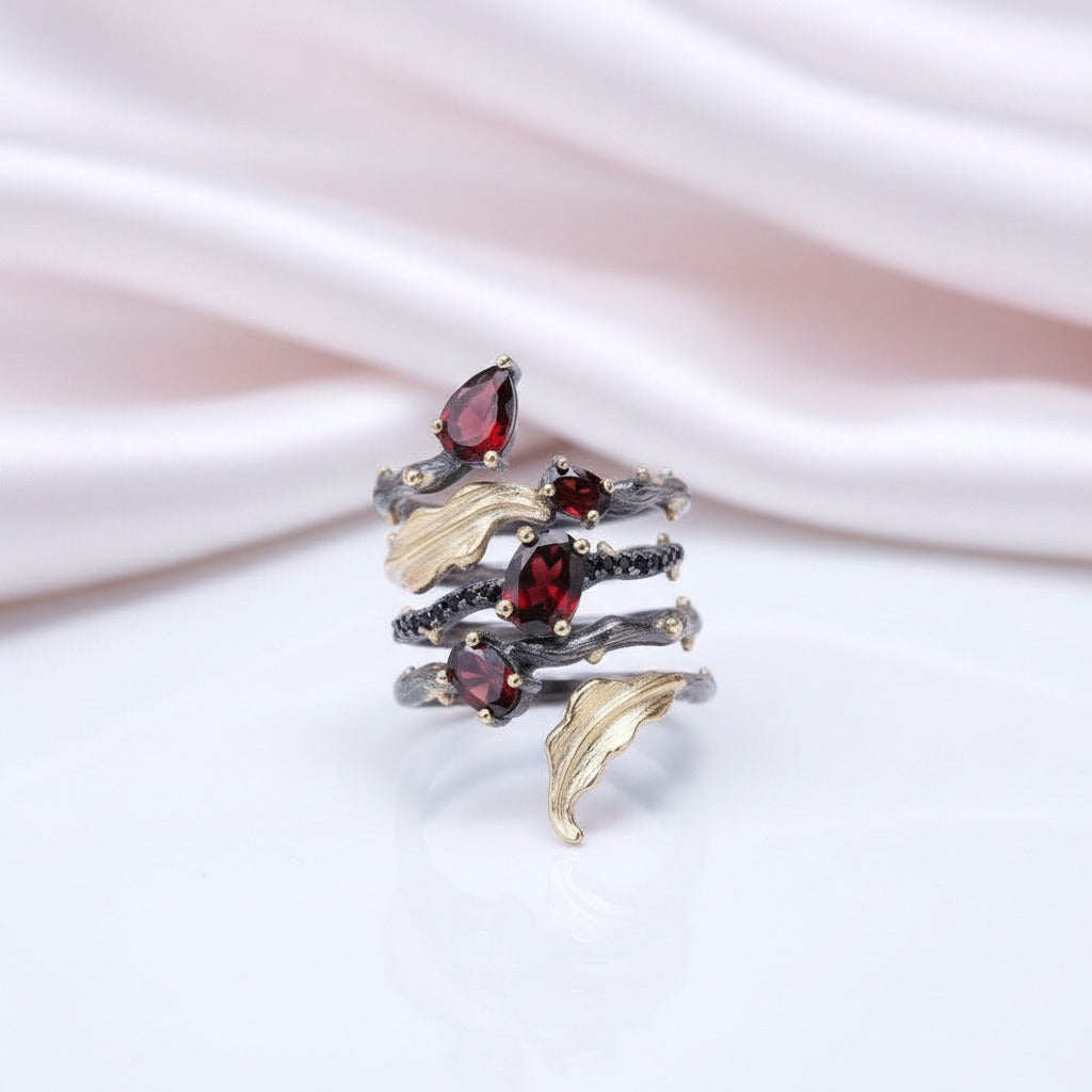 2.26Ct Gemstone Bohemian Ring-Black Diamonds New York