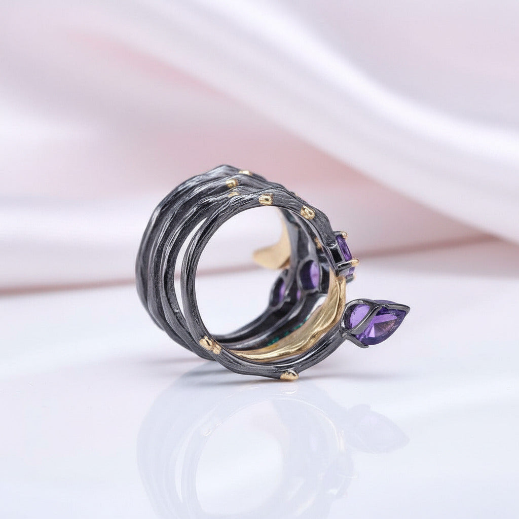 2.26Ct Gemstone Bohemian Ring-Black Diamonds New York