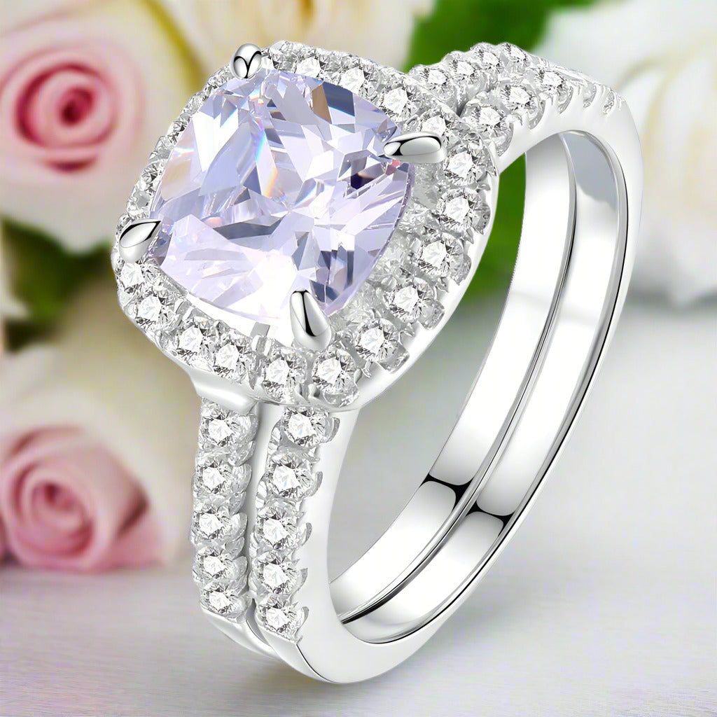 2.2ct Cushion Cut Diamond Ring Set-Black Diamonds New York