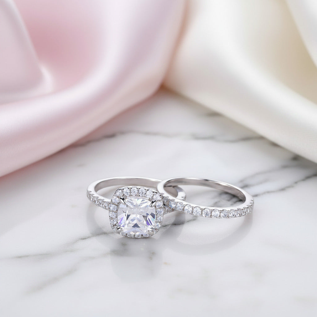 2.2ct Cushion Cut Diamond Option Ring Set-Black Diamonds New York