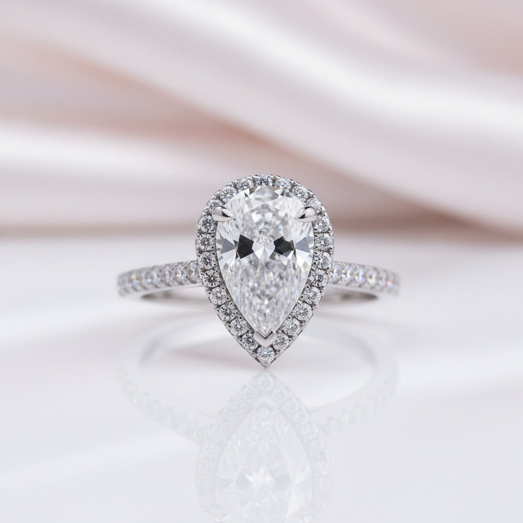 2.2ct Diamond Option Pear Cut Halo Engagement Ring-Black Diamonds New York
