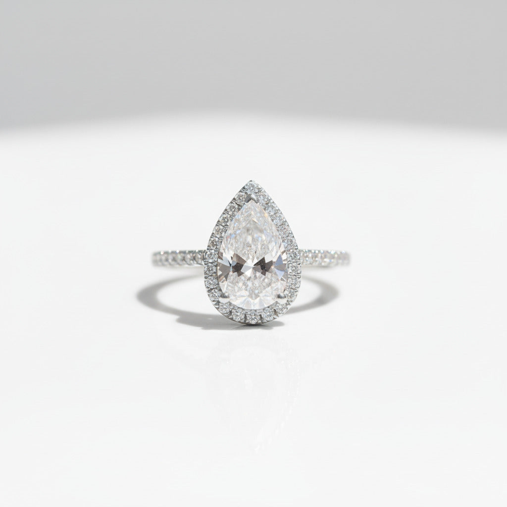 2.2ct Diamond Option Pear Cut Halo Engagement Ring-Black Diamonds New York
