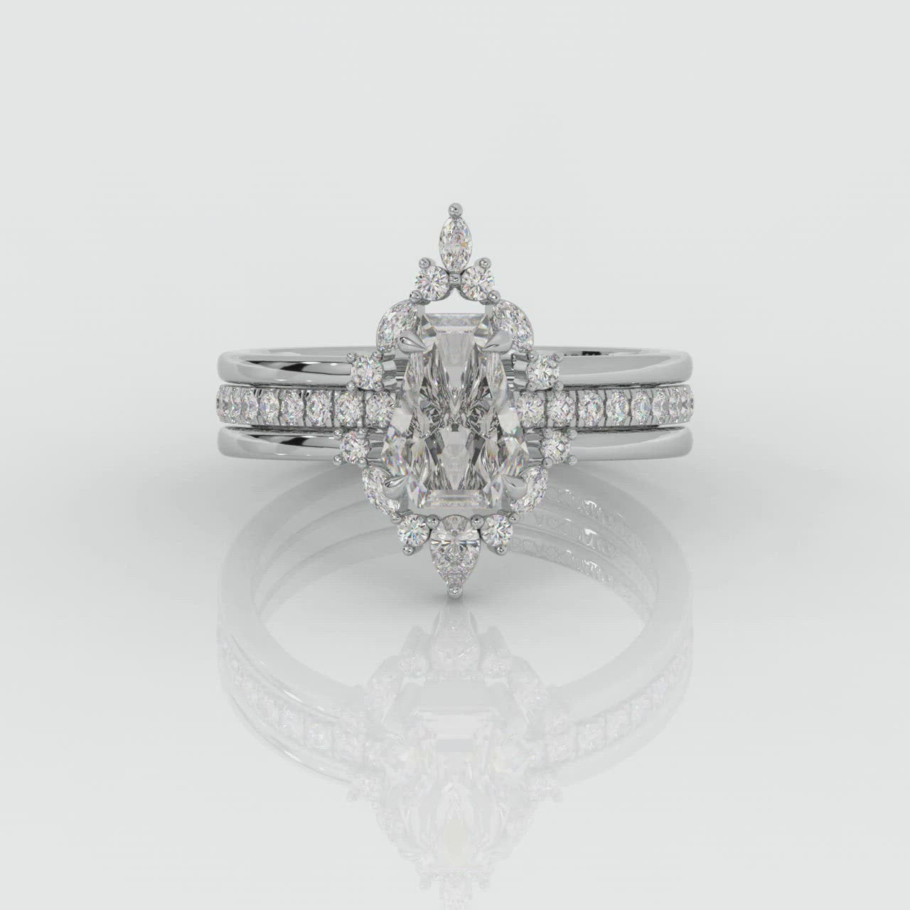 Be Mine Forever- Radiant Coffin Cut Diamond Gothic Wedding Ring