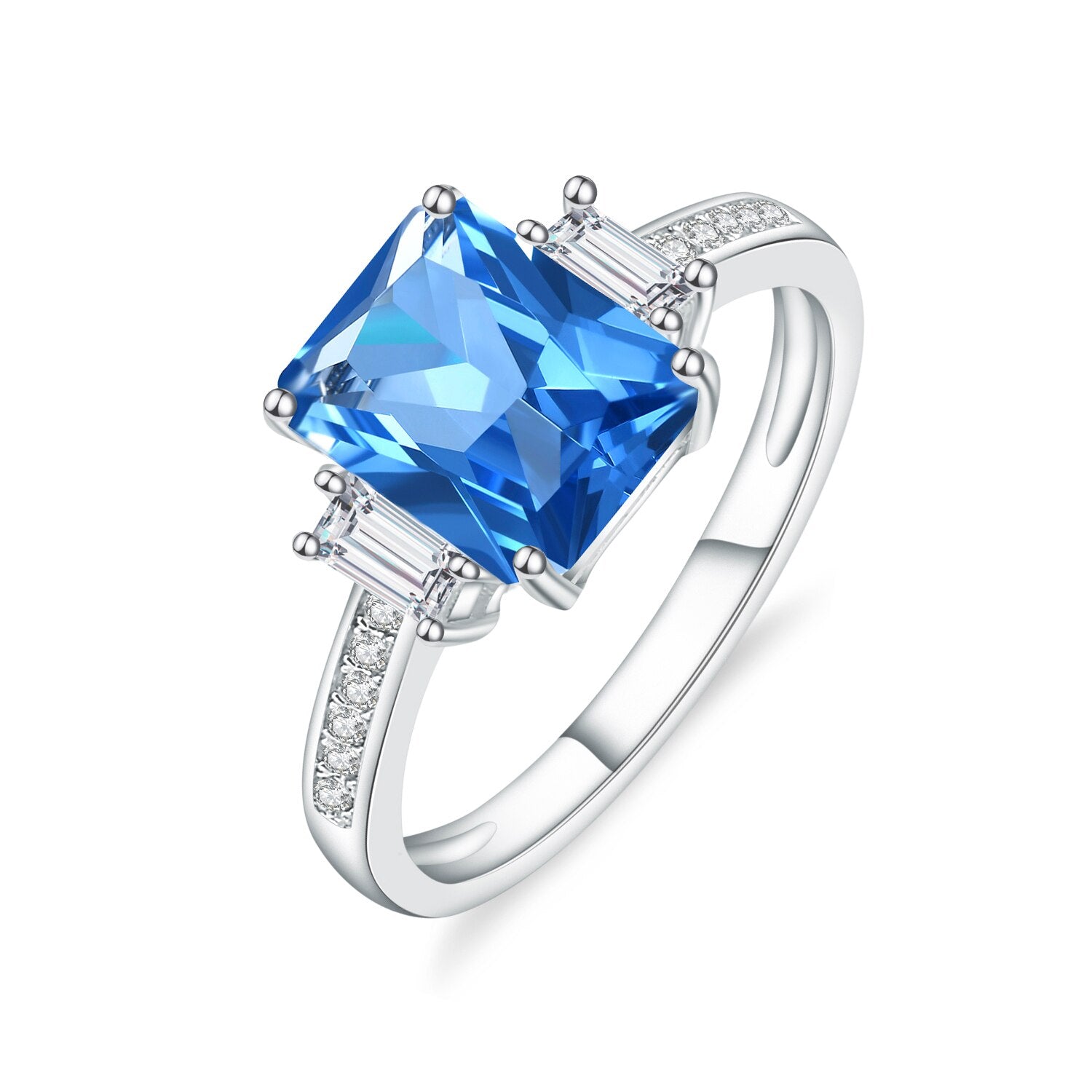 2.38 ct Emerald Cut Natural Gemstone There Stone Engagement Ring-Black Diamonds New York